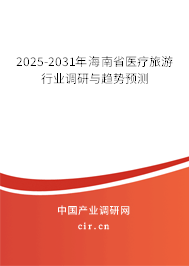 2025-2031年海南省醫療旅游行業調研與趨勢預測 2025-2031年海南省醫療旅游行業調研與趨勢預測