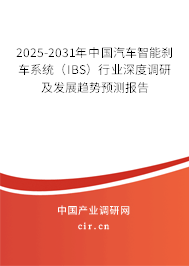2025-2031年中國汽車智能剎車系統(IBS)行業深度調研及發展趨勢預測報告 2025-2031年中國汽車智能剎車系統(IBS)行業深度調研及發展趨勢預測報告