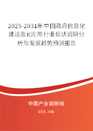2025-2031年中國政府信息化建設及it應用行業現狀調研分析與發展趨勢預測報告 2025-2031年中國政府信息化建設及it應用行業現狀調研分析與發展趨勢預測報告