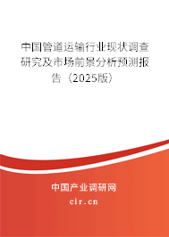 中國管道運輸行業現狀調查研究及市場前景分析預測報告（2025版）