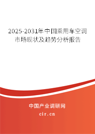 2025-2031年中國乘用車空調市場現狀及趨勢分析報告 2025-2031年中國乘用車空調市場現狀及趨勢分析報告