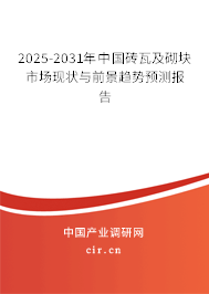 2025-2031年中國磚瓦及砌塊市場現(xiàn)狀與前景趨勢預(yù)測報告 2025-2031年中國磚瓦及砌塊市場現(xiàn)狀與前景趨勢預(yù)測報告