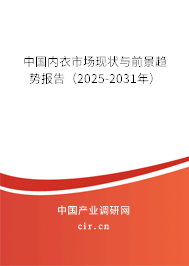 中國內衣市場現狀與前景趨勢報告(2025-2031年) 中國內衣市場現狀與前景趨勢報告(2025-2031年)