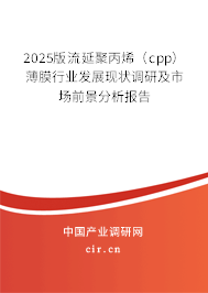 2025版流延聚丙烯(cpp)薄膜行業發展現狀調研及市場前景分析報告 2025版流延聚丙烯(cpp)薄膜行業發展現狀調研及市場前景分析報告